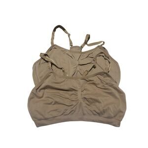 Nude xl nursing sleeping bras soft cups no wire racer back label is worn off euc